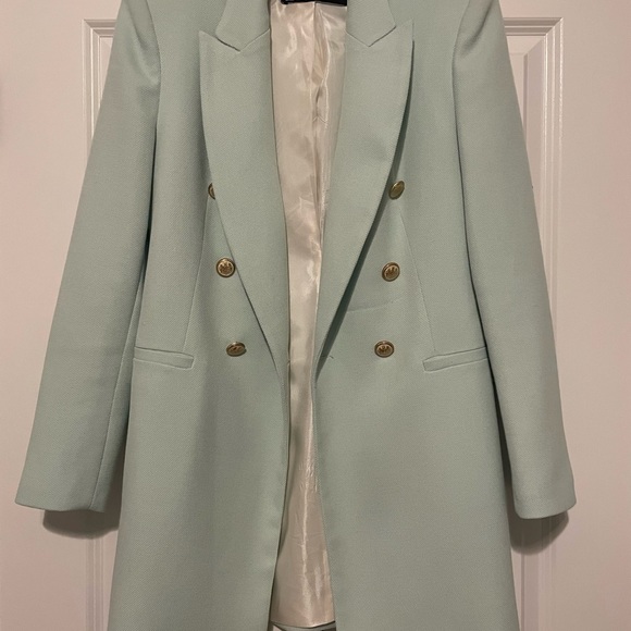 Mint Green Zara Double Breasted Blazer - Picture 7 of 7